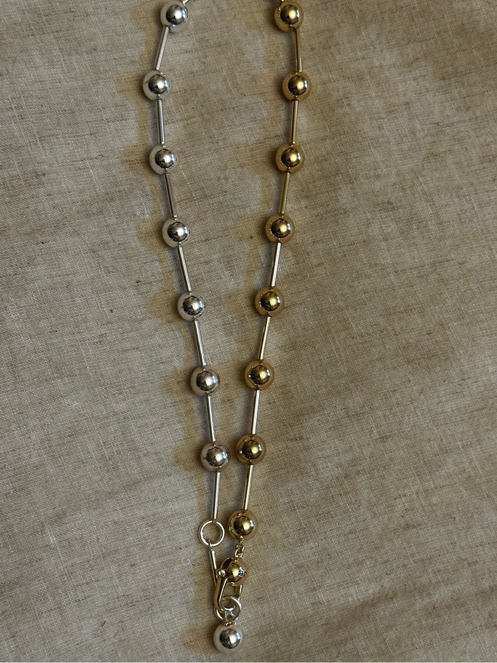 Jenny Bird Two-Tone Bead Link Necklace in Silver & Gold Tones - Picture 2 of 9